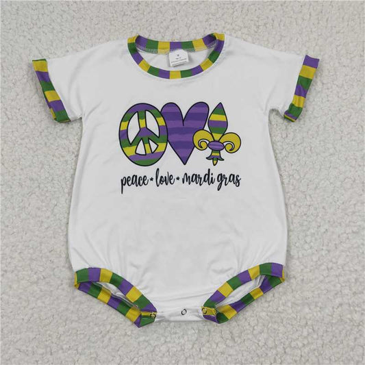 6.2 RTS NO MOQ Summer Baby Girls Bodysuit SR0123 Peace love Mardi Gras Day Rompers