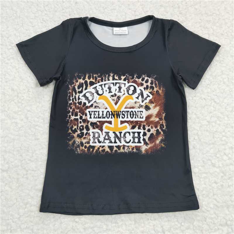 7.24 RTS NO MOQ Summer Baby Girls Short Sleeve GT0177 Black Words Shirts Tops Promotion