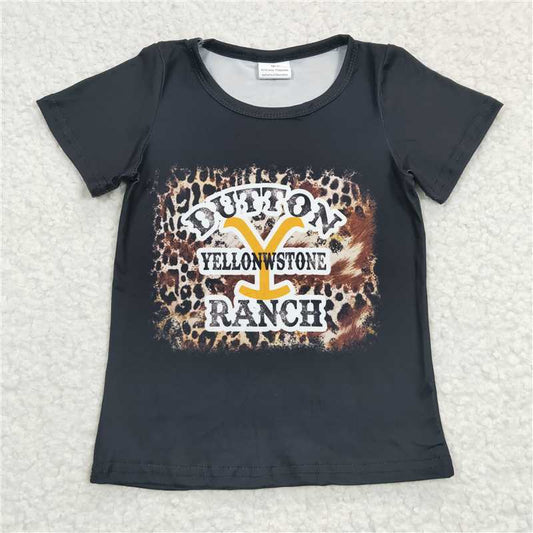7.24 RTS NO MOQ Summer Baby Girls Short Sleeve GT0177 Black Words Shirts Tops Promotion