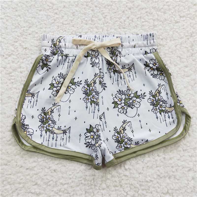 6.24 RTS NO MOQ Baby Girls Summer Pants SS0084 Western Flowers Sports Summer Shorts