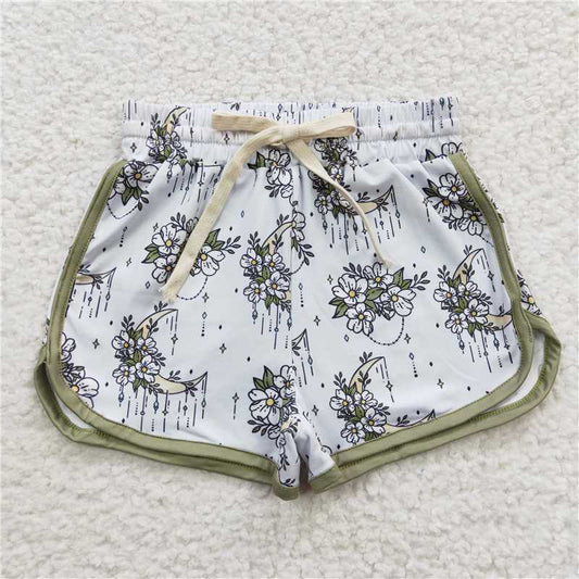 6.24 RTS NO MOQ Baby Girls Summer Pants SS0084 Western Flowers Sports Summer Shorts
