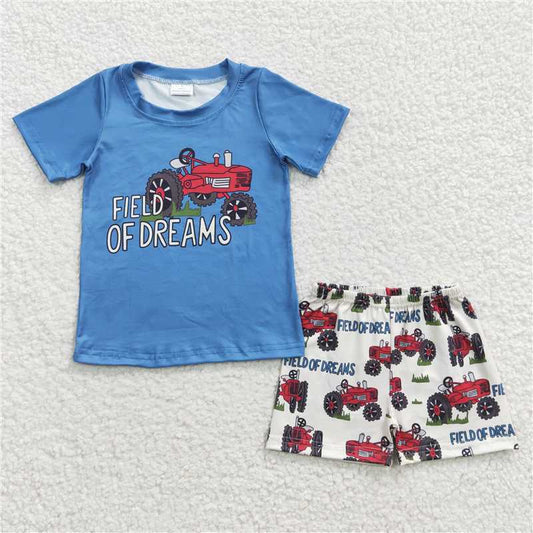 8.8 RTS NO MOQ Baby Boys kids Summer Sets BSSO0190 Field Dreams Summer Shorts Sets