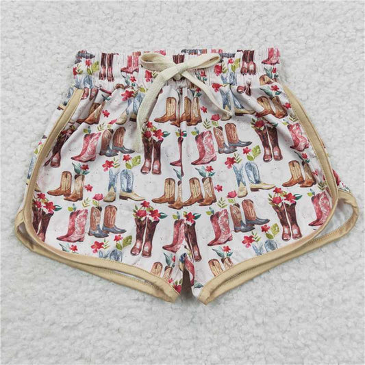 6.24 RTS NO MOQ Baby Girls Summer Pants SS0085 Western Boots Sports Summer Shorts