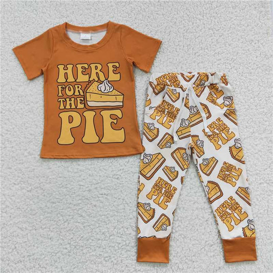 7.19 RTS NO MOQ Baby Boys Summer Sets BSPO0118 Pumpkin Pie Bottom Pants Clothes Sets