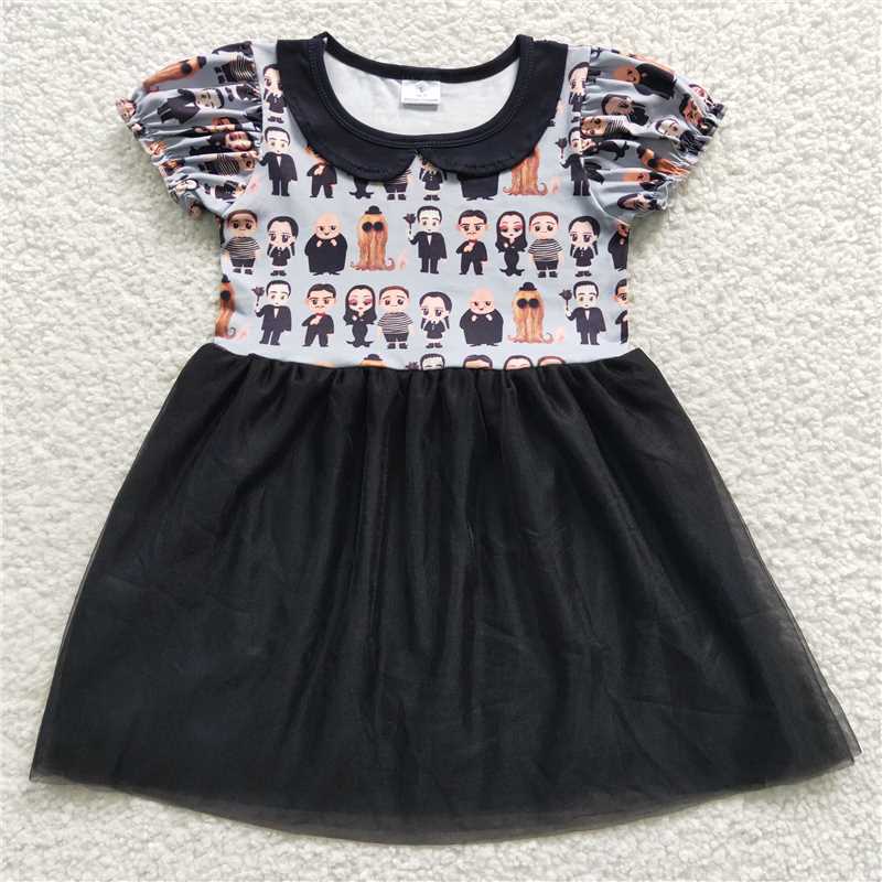 8.2 RTS NO MOQ Summer Baby Girls Dresses GSD0397 Black Movie Tutu Knee Length Dresses