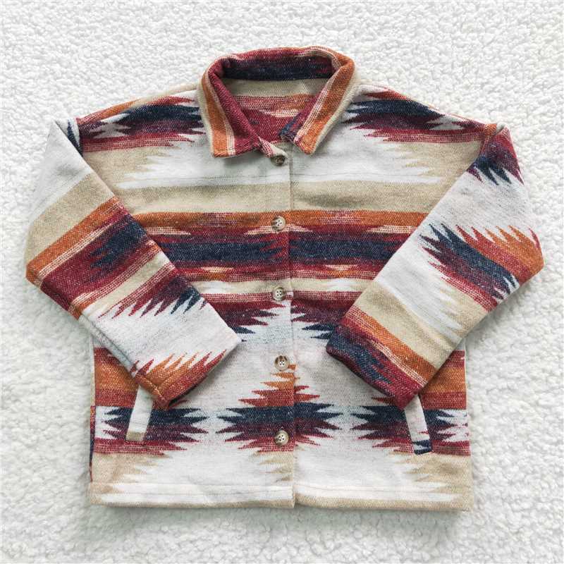 7.4 RTS NO MOQ Baby Boys Long Sleeve BT0252 Western Brown Aztec Jackets Cardigans