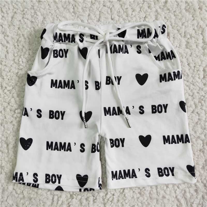 5.16 RTS NO MOQ Baby Boys Summer Pants SS0020 Mama's Boy Heart Pocket Tie Shorts