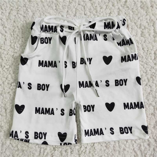 5.16 RTS NO MOQ Baby Boys Summer Pants SS0020 Mama's Boy Heart Pocket Tie Shorts