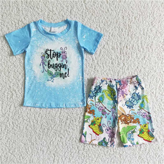 8.12 RTS NO MOQ Baby Boys kids Summer Sets BSSO0047 Cartoon boy ant shorts sets