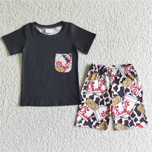 8.11 RTS NO MOQ Baby Boys kids Summer Sets BSSO0079 Chick pocket summer shorts sets