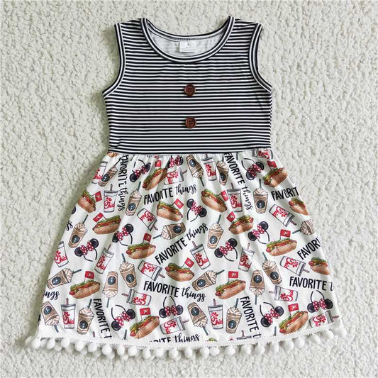 8.6 RTS NO MOQ Summer Baby Girls Dresses GSD0110 Favorite things sleeveless knee length dresses