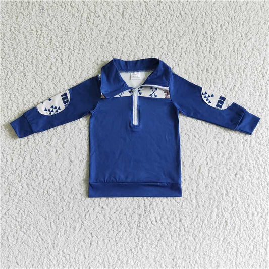 8.8 RTS NO MOQ Baby Boys Long Sleeve BT0018 Cow zip long sleeve pullover