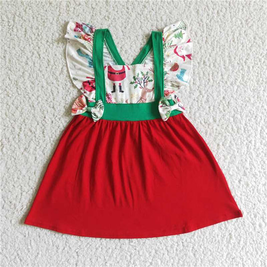 8.5 RTS NO MOQ Summer Baby Girls Dresses GSD0142 Christmas red color knee length dresses