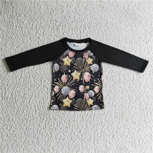 7.21 RTS NO MOQ Baby Boys Long Sleeve BT0072 New Year Balloon Long Sleeve Shirts