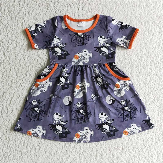 8.5 RTS NO MOQ Summer Baby Girls Dresses GSD0149 Halloween Ghost knee length dresses
