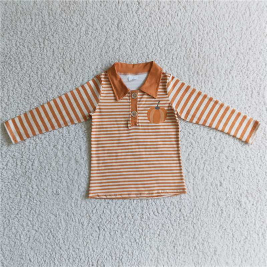 8.7 RTS NO MOQ Baby Boys Long Sleeve BT0039 Long sleeve pumpkin pullover shirts tops