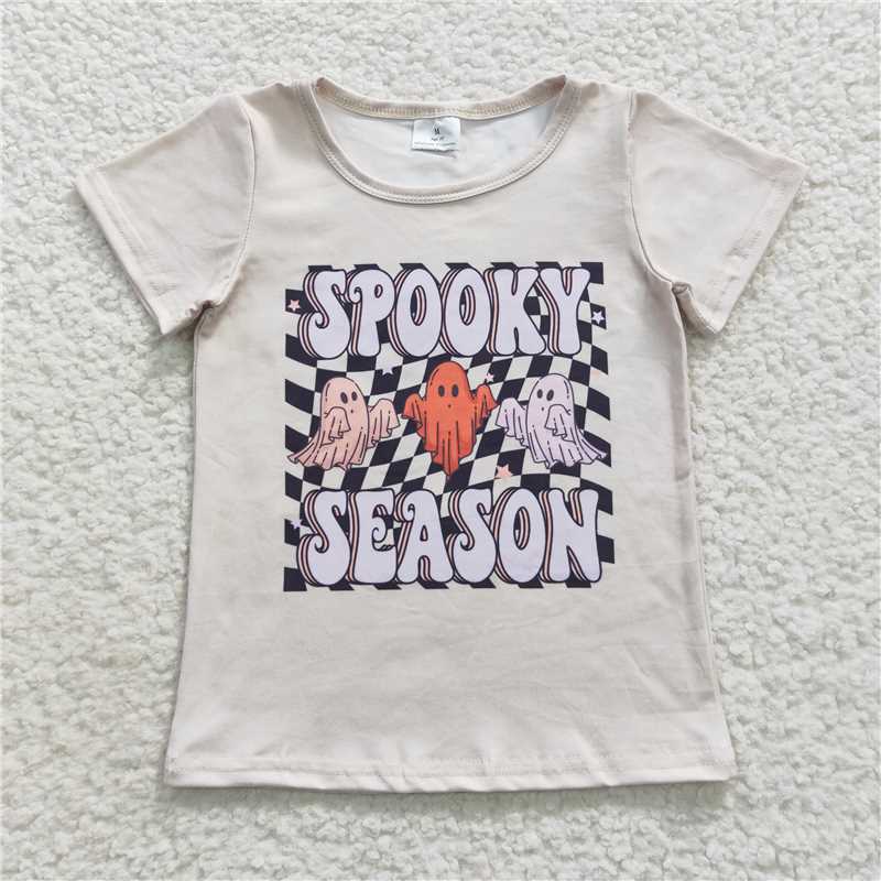 7.24 RTS NO MOQ Summer Baby Girls Short Sleeve GT0231 Halloween Spooky Season Tee Shirts Tops