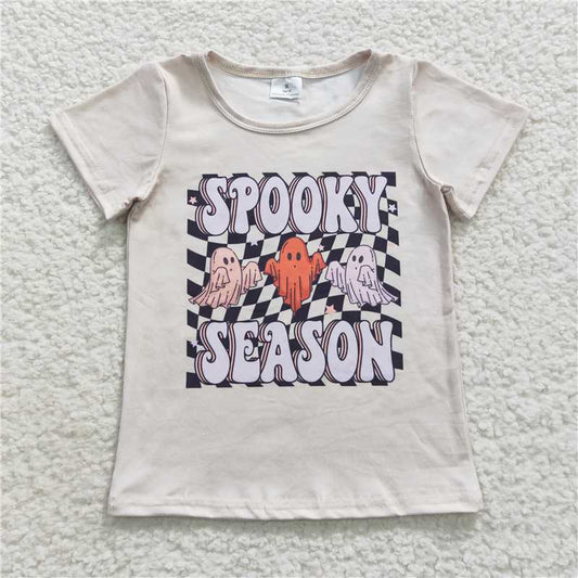 7.24 RTS NO MOQ Summer Baby Girls Short Sleeve GT0231 Halloween Spooky Season Tee Shirts Tops