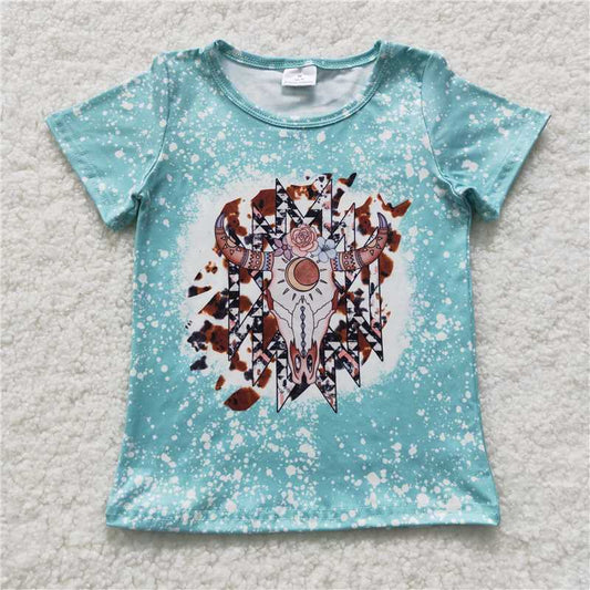 6.5 RTS NO MOQ Summer Baby Girls Short Sleeve GT0238 Western Cow Print Short Sleeve Shirts