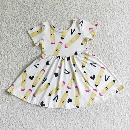 8.6 RTS NO MOQ Summer Baby Girls Dresses GSD0089 Short sleeve  back to school pencil dresses