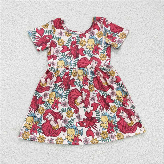8.5 RTS NO MOQ Summer Baby Girls Dresses GSD0174 Short Sleeve Mermaid Knee Length Dresses