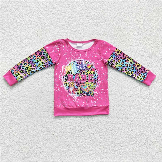 7.8 RTS NO MOQ Baby Girls Long Sleeve GT0085 Hotpink Animal Long Sleeve Shirts Tops