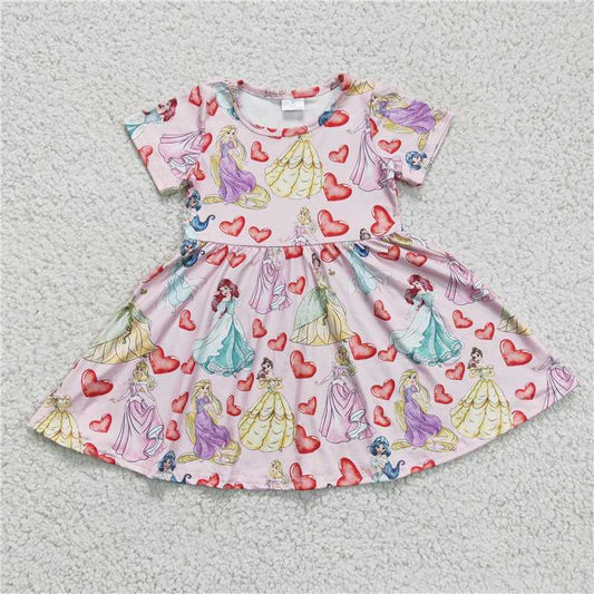 8.5 RTS NO MOQ Summer Baby Girls Dresses GSD0169 Princess Short Sleeve Twirl Knee Length Dresses