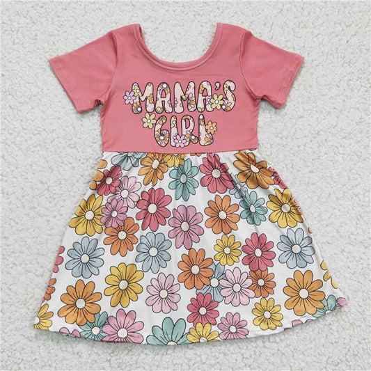 8.5 RTS NO MOQ Summer Baby Girls Dresses GSD0183 Mama's Girl Flowers Knee Length Dresses