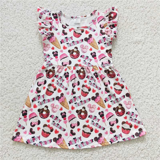 8.5 RTS NO MOQ Summer Baby Girls Dresses GSD0170 Flutter Sleeve Birthday Knee Length Dresses