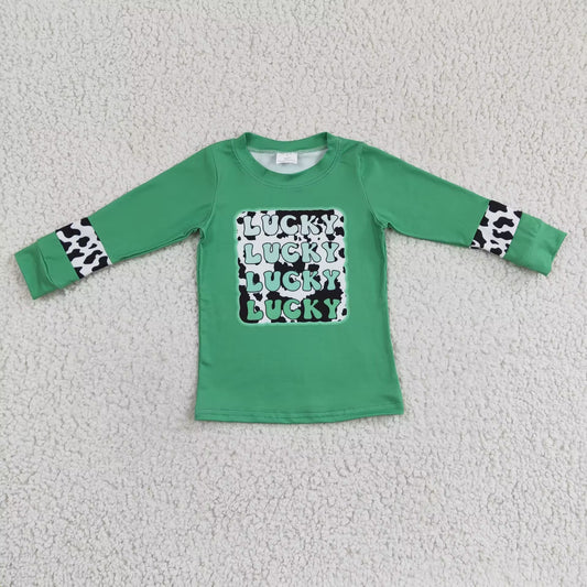7.8 RTS NO MOQ Baby Girls Long Sleeve GT0081 Lucky St Patrick Long Sleeve shirts tops