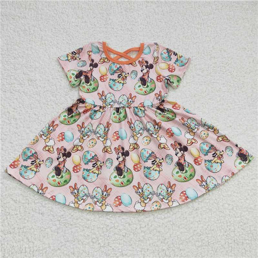 8.4 RTS NO MOQ Summer Baby Girls Dresses GSD0222 Easter Bunny Knee Length Dresses