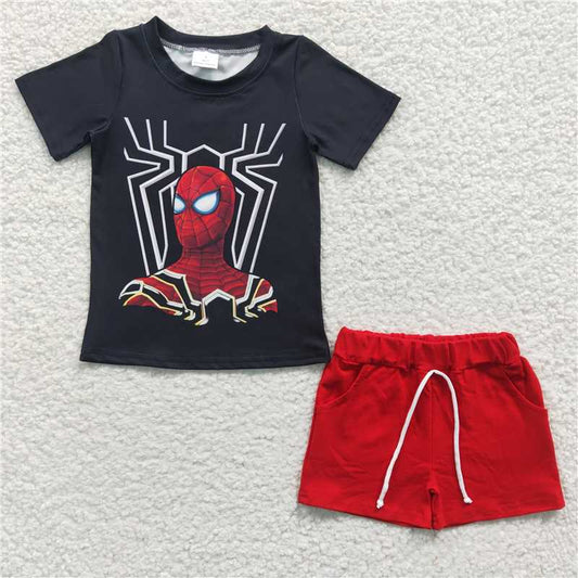 8.9 RTS NO MOQ Baby Boys kids Summer Sets BSSO0226 Red Cartoon Tee Shirts Shorts Sets