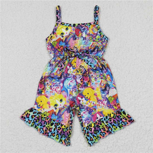 6.25 RTS NO MOQ Summer Baby Girls Bodysuit SR0177 Tiger Colorful Leopard Sleevess Strap Jumpsuits