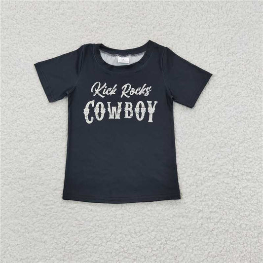 7.24 RTS NO MOQ Summer Baby Girls Short Sleeve GT0169 Western Cowboy Short Sleeve Tee Shirts