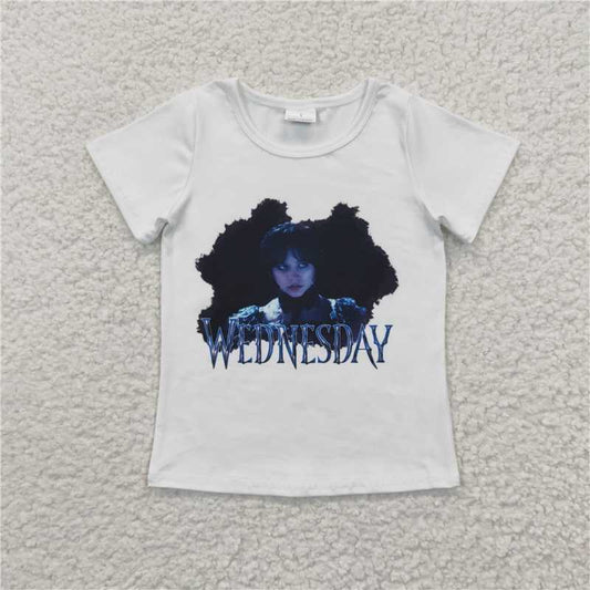 7.24 RTS NO MOQ Summer Baby Girls Short Sleeve GT0171 Cartoon White Short Sleeve Tee Shirts Tops
