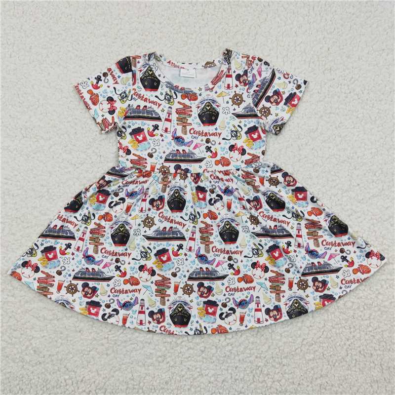 8.4 RTS NO MOQ Summer Baby Girls Dresses GSD0290 Castle Knee Length Dresses
