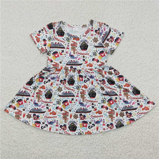 8.4 RTS NO MOQ Summer Baby Girls Dresses GSD0290 Castle Knee Length Dresses