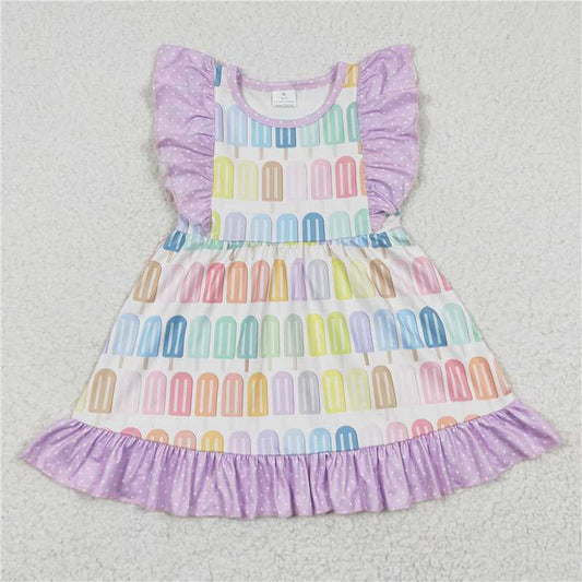 8.4 RTS NO MOQ Summer Baby Girls Dresses GSD0293 Popstick Ruffle Knee Length Dresses