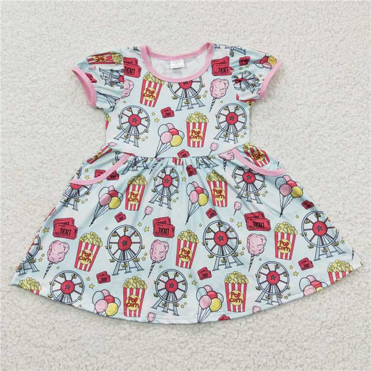 8.4 RTS NO MOQ Summer Baby Girls Dresses GSD0327 Balloon Chips County Fair Knee Length Dresses