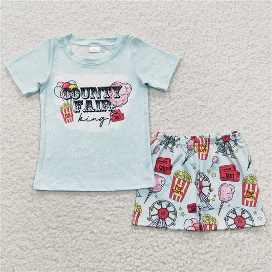 8.8 RTS NO MOQ Baby Boys kids Summer Sets BSSO0245 County Fair Summer shorts sets