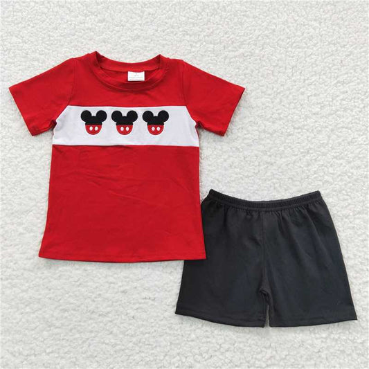 8.8 RTS NO MOQ Baby Boys kids Summer Sets BSSO0092 Summer Mouse Embroidery Shorts sets