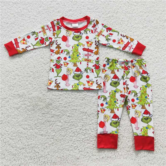 BLP0256 Baby Girls Christmas Cartoon Pajamas Set