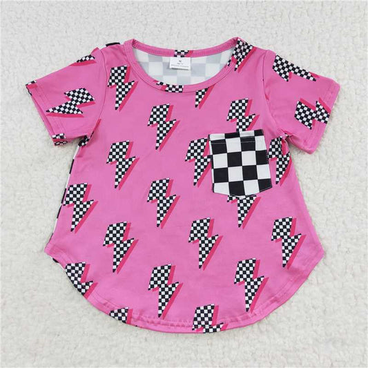 6.5 RTS NO MOQ Summer Baby Girls Short Sleeve GT0227 Hotpink Western Short Sleeve Tee Shirts Tops