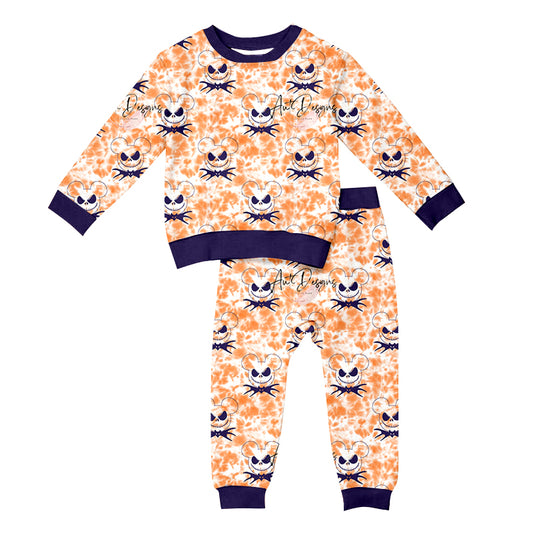 MOQ:5 Orange Cute Children Long Sleeve Wholesale Boutique Kid Clothes Sets