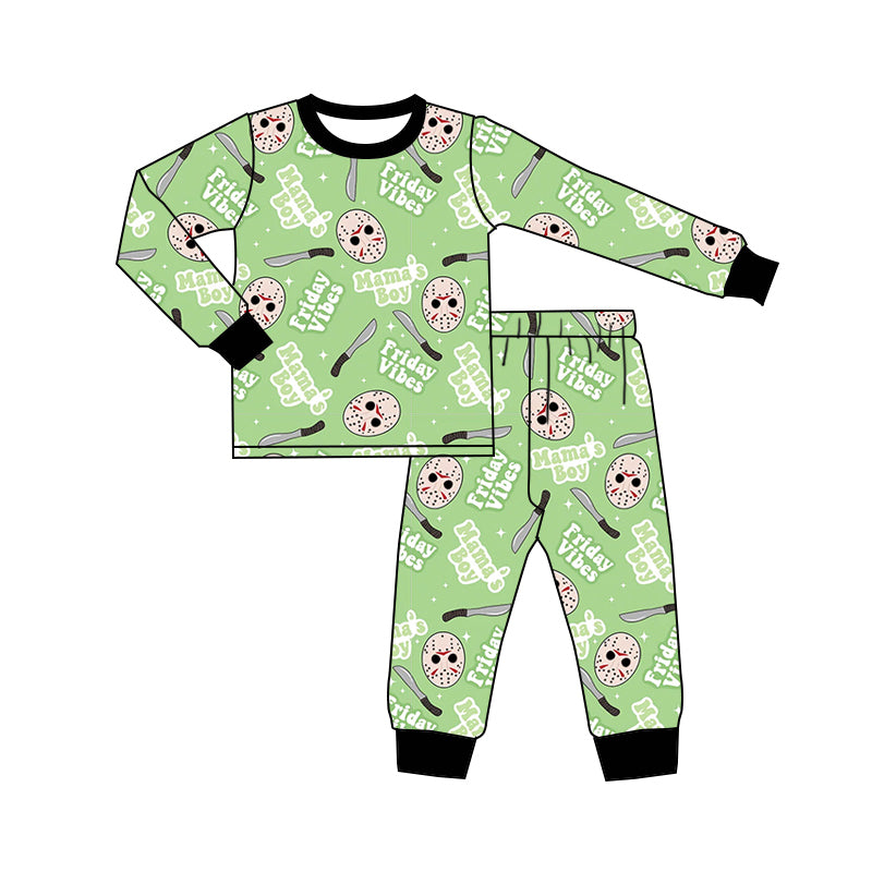 MOQ:5 Green Halloween Kid Long Sleeve Wholesale Boutique Kid Clothing Outfits