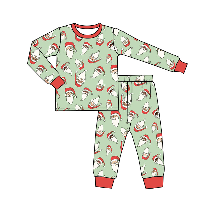 MOQ:5  Santa Cute Children Long Sleeve Wholesale Boutique Kid Clothes Sets