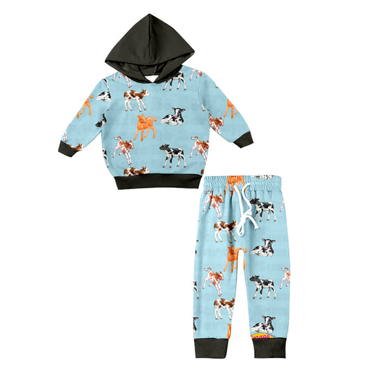 MOQ:5 Cow Design Cute Kid Long Sleeve Wholesale Boutique Kid Clothing