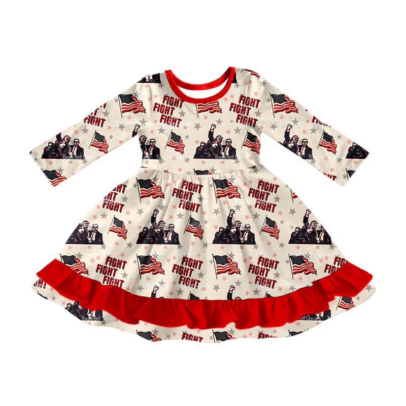 MOQ:5 Cute Long Sleeve Wholesale Boutique Kid Clothing Kid Dresses