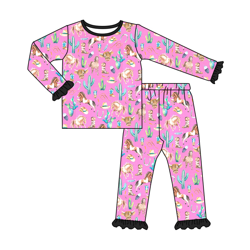 MOQ:5 Pink Long Sleeve Wholesale Boutique Kid Clothing