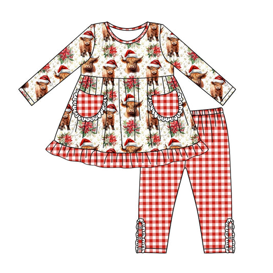 MOQ:5 Christmas Long Sleeve Wholesale Boutique Kid Outfit